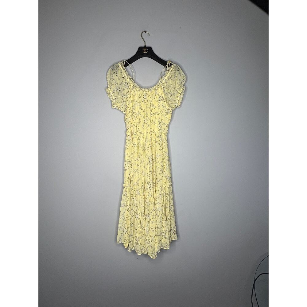 Ulla Johnson Women's Size 2XS XXS Pale Yellow Off Shoulder Floral Maxi Dress